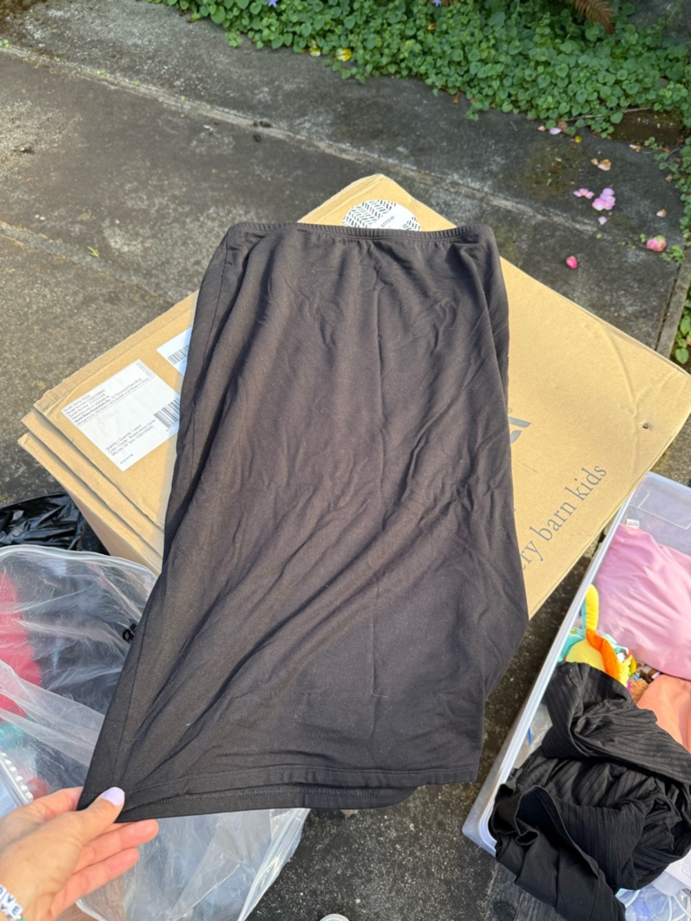 STORQ Black Elastic Waist Midi Skirt maternity